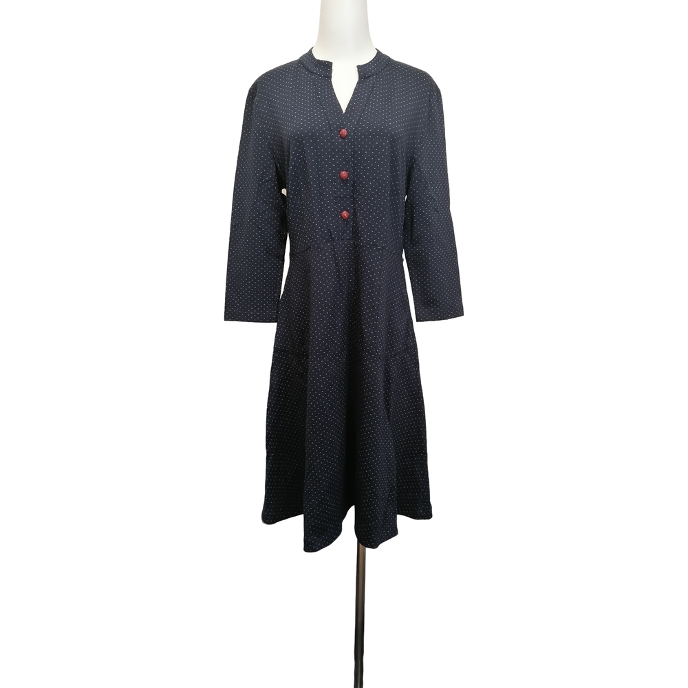 🐞🐞🐞 Navy Polka Dot Button-Front Midi Dress
